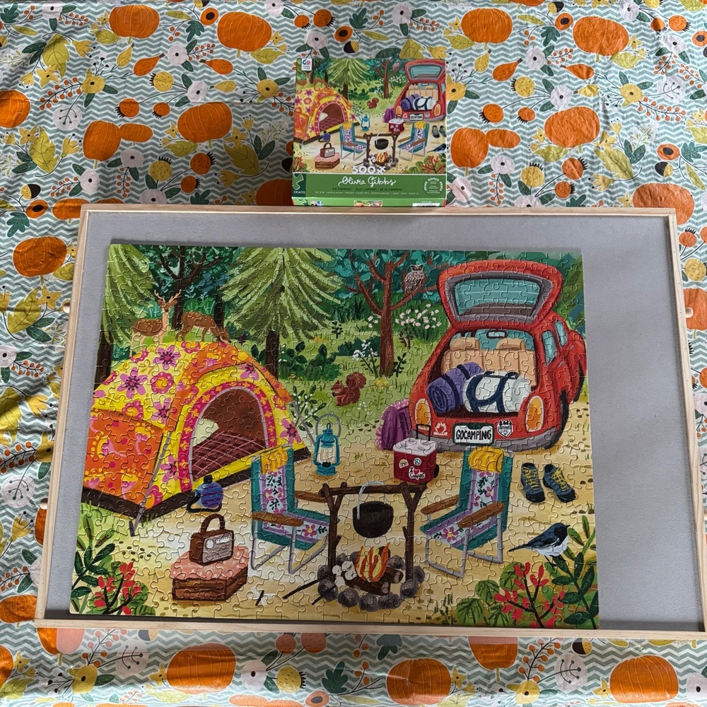 500 piece “Go Camping” jigsaw puzzle by Olivia Gibbs - Picture 3 of 3